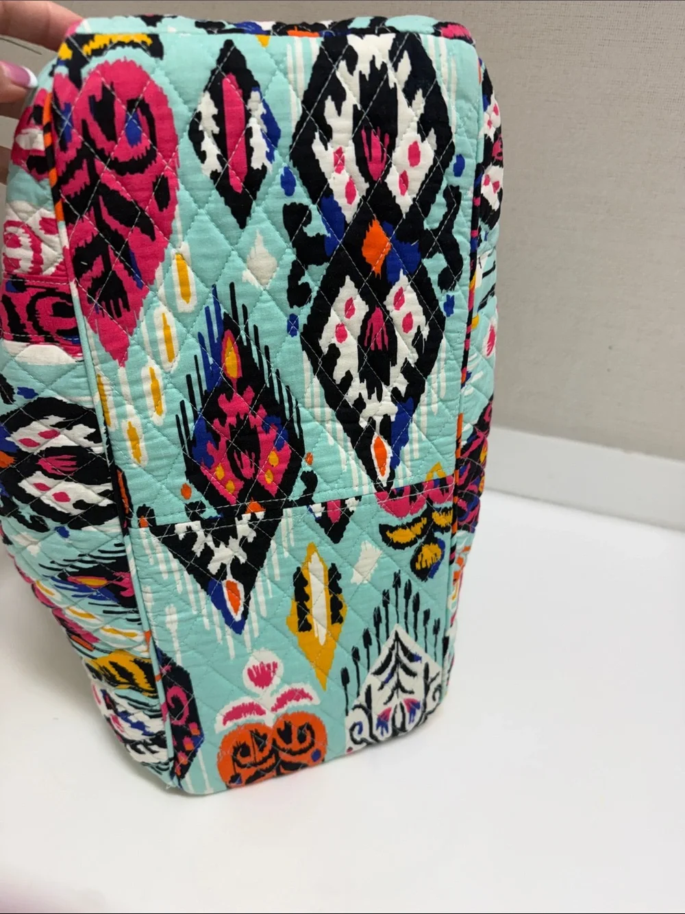 Vera Bradley Pueblo Vera Quilted Turquoise Patterned Tote Bag - Picture 7 of 11